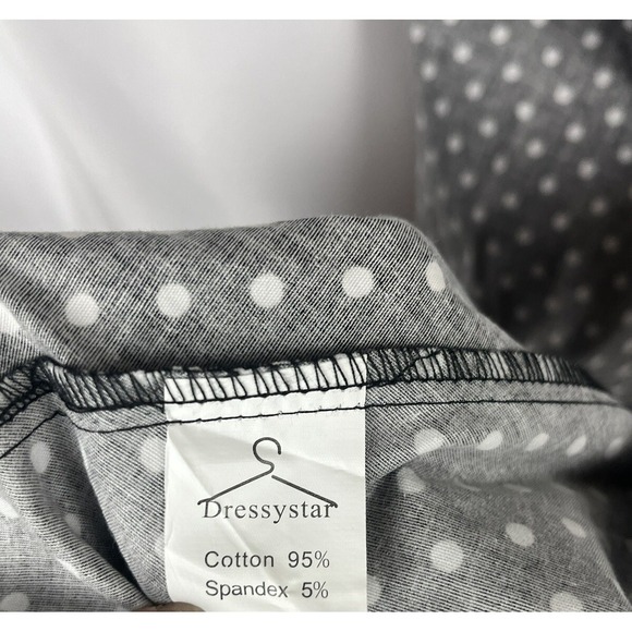 Retro Black White Polka Dot Fit & Flare Dress‎ 1950s Rockabilly Pinup Style Sz L - Picture 5 of 16